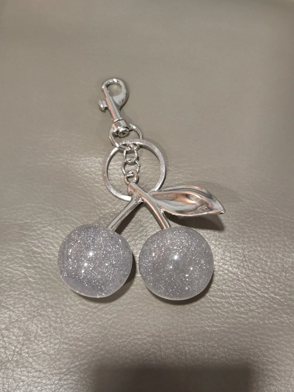Sparkling Silver Cherries Bag Charm/ Keychain